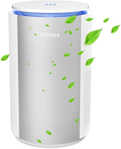 HIMOX Air Purifier Small Room for Bacteria, Smoke, Allergens, Pets Dander, Odor, 20db, Ture HEPA Filter Desktop Air Purifiers with Night Light for Home, Bedroom, Office, USB Air Cleaner for Christmas H-09