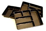 3-PACK of Organizer Trays for Desk Utensils Tools Crafts Vanity - 157 x 117 x 20 - Black