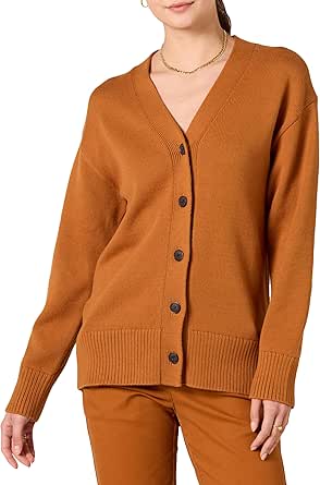 Amazon Essentials Women's V-Neck Midweight Relaxed-Fit Cardigan Sweater