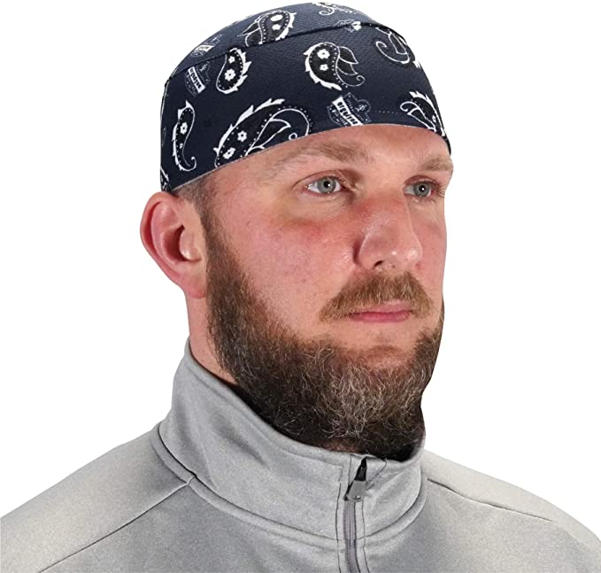 Ergodyne Chill Its 6630 Skull Cap, Lined with Terry Cloth Sweatband, Sweat Wicking, Navy Western