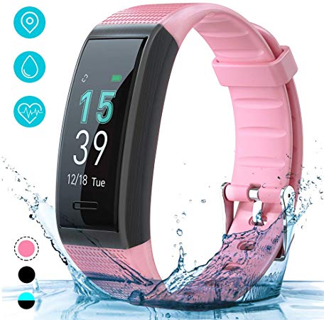 AKASO Fitness Trackers HR with Sleep Monitor, IP68 Waterproof Smart Watch Activity Tracker Kids Women Men with Heart Rate Monitor, Message Notification, Step Calorie Counter for Android and iOS