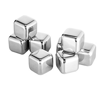 CO-Z 8PCs Stainless Steel Cooling Cubes Chilling Rocks Stone Food-Graded Reusable with Ice Tong for Whiskey Wine Scotch Drinks Beer Juice