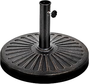 YSSOA 18.11" 30.66lbs Heavy Duty Antiqued Round Market Umbrella Base for Outdoor, Patio, Deck, Yard, Bronze