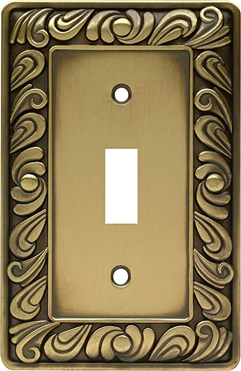 Franklin Brass 64049 Paisley Single Toggle Switch Wall Plate/Switch Plate/Cover, Tumbled Antique Brass