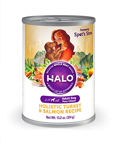 Halo Holistic Natural Wet Dog Food for Adult Dogs, Turkey & Salmon