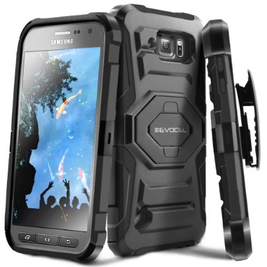 Evocel® Galaxy S6 Active Case - Dual Layer [New Generation] Rugged Holster Case with Kickstand and Belt Swivel Clip For Samsung Galaxy S6 Active G890 (2015 Release) - Retail Packaging, Black
