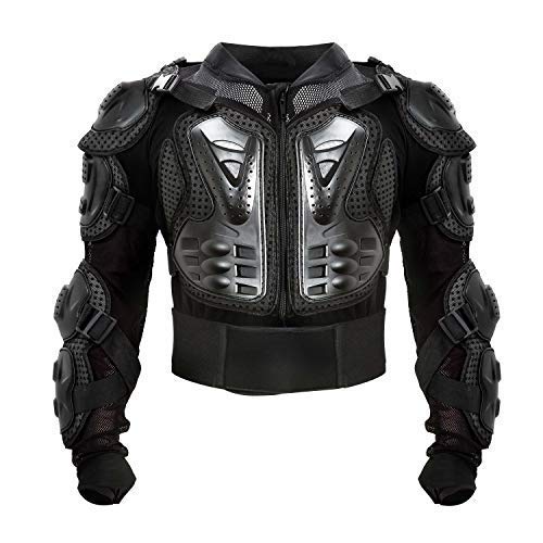Motorcycle Full Body Armor Protective Jacket ATV Guard Shirt Gear Jacket Armor Pro Street Motocross Protector with Back Protection Men Women for Off-Road Racing Dirt Bike Skiing Skating Black XL