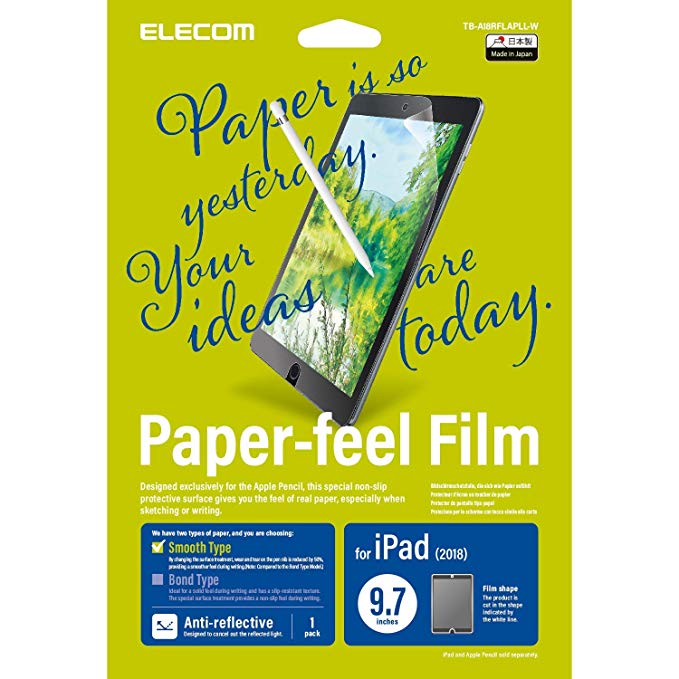 ELECOM-Japan Brand-Screen Protector Compatible with iPad Pro 11Inch, Paper-Feel Film, Anti-Glare, Anti-Fingerprint, Smooth Type, TB-A18MFLAPLL-W