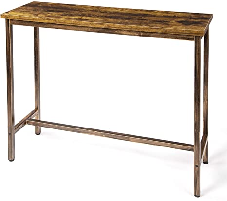 TOPSKY Bar Table 47x15.5” Narrow Rectangular Table with 1.18” Thick Desktop Rustic Frame Kitchen Table Pub Dining High Table Indoor Only (Rustic Brown)