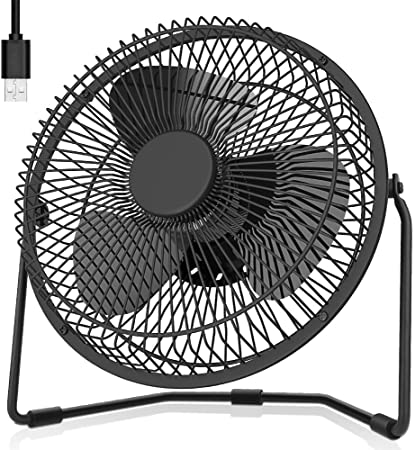 OPOLAR 9 Inch Table Fan, Office USB Desk Fan with Strong Airflow, Portable Personal Cooling Fan, 2 Speed Settings, Quiet, Metal Design, 360° Adjustable, ideal for Home Office Desktop Bedroom Bedside