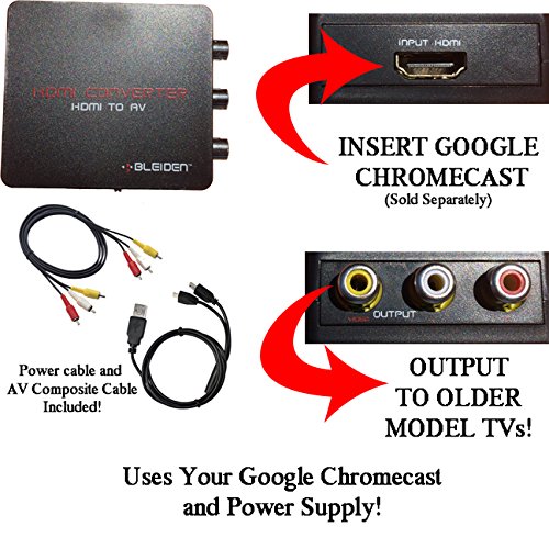 HDMI Converter for Google Chromecast Use Chromecast with Older TVs that have Composite redwhiteyellow Inputs Includes Converter Power Adapter Cable and Composite Video Cable NOTE CHROMECAST SOLD SEPARATELY