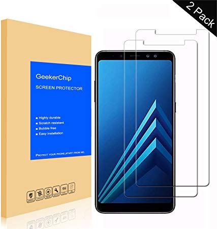 Samsung Galaxy A8 Plus/A8  2018 Screen Protector[2-Pack],GeekerChip Premium Tempered Glass Screen Protector for Samsung Galaxy A8 Plus/A8  2018