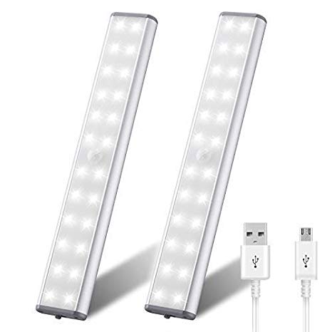 Under-Cabinet Lighting (2 Pack) 3 Colour Temperature Switchable Closet Light (Warm White Natural) by 24 Super Bright LED Lights. Ideal for Closet, Under Cabinet or Anywhere Dark