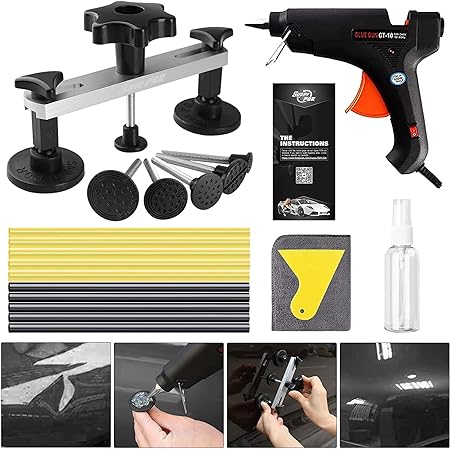 Fly5D Paintless Dent Repair Kit 22PCS Small Dent Puller Tool with Bridge Dent Puller Repairs 99% of Dents on Car Body for Most Car Dent Removal and Home DIY Repair