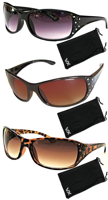 Vox Women's Sunglasses Designer Sport Fashion Rhinestones Eyewear Free Microfiber Pouch