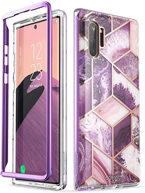 i-Blason Cosmo Series Case Designed for Galaxy Note 10 (2019 Release), Protective Bumper Marble Design Without Built-in Screen Protector (Purple)
