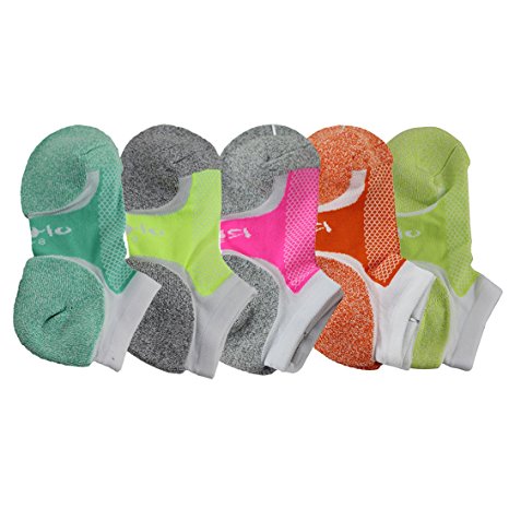 ESport Women's 5 Pairs Low Cut Cotton Sport Socks, Lightweight No Show Running Socks, Mesh Moisture-wicking Absorbent Dry Yoga Fitness Socks, One Size Fits All