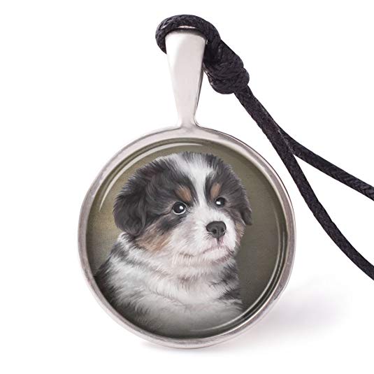 Vietguild Dogs Portrait on Grungle Background Necklace Pendants Pewter Silver Jewelry