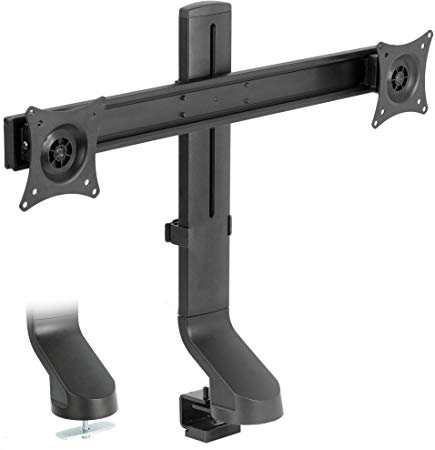 VIVO Black Adjustable Dual Monitor Mount for Sit-Stand Workstation Desk Converter | Monitor Arm Fits Two (2) Screens up to 27" (STAND-V002U)