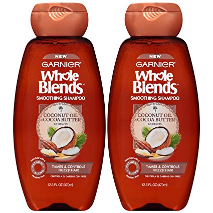 Garnier Whole Blends Smoothing Shampoo with Coconut Oil & Cocoa Butter Extracts, 12.5 Fluid Ounce (Packaging May Vary), (Pack of 2)