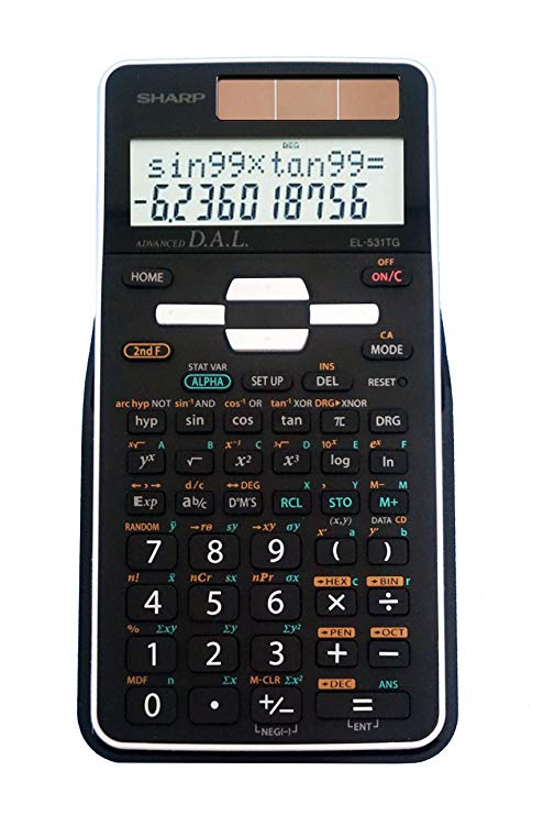 Sharp EL-531TGBBW Engineering/Scientific Calculator, Black