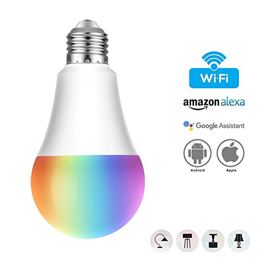 Wifi Smart Bulb Multicolored LED Dimmable 650LM Ball Light Bulb 60W Equivalent Edison Bulb,Smartphone Remote Control and Voice Control by Amazon Alexa and Google Home No Hub Required (Warm White 7w E27)