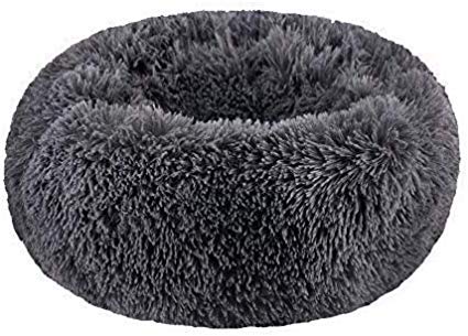 SAVFOX Long Plush Comfy Calming & Self-Warming Bed for Cat & Dog, Anti Anxiety, Furry, Soothing, Fluffy, Washable, Abbyspace, Marshmellow Pet Donut Bed