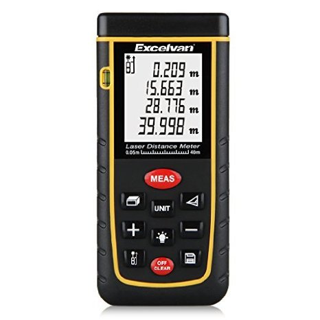 Excelvan Portable Laser Distance Meter Rangefinder Finder Handheld Measure Instrument with Min/in/ft , Tape Measure 0.05 to 40m (0.16 to 131ft)