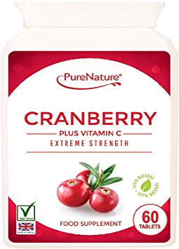 Cranberry 12000mg + Added Vitamin C, UK's STRONGEST STRENGTH & PERFORMANCE, More than Double Strength of Competitors, 60 Easy to Swallow Tablets to Support the Maintenance of a Healthy Urinary Tract & Immune System - Suitable for Vegetarians |100% Quality Assured Money Back Guarantee| FREE UK DELIVERY