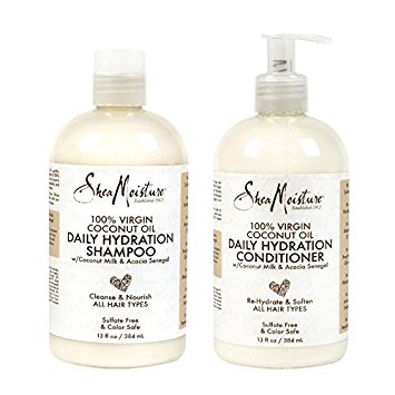 SheaMoisture 100% Virgin Coconut Oil Daily Hydration Shampoo & Conditioner | 13 fl. oz. Each