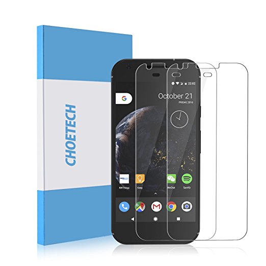 Google Pixel Screen Protector [2-Pack],CHOETECH Tempered Glass Screen Protector, 2.5D Round Edge Crystal Clear Bubble-free 9H Hardness Anti-scratch Screen Protector for Google Pixel