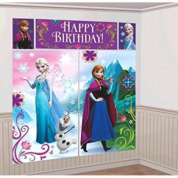 Disney Frozen Birthday Party Scene Setters Wall Decorating Kit (5 Pack), Multi Color, 59" x 65".