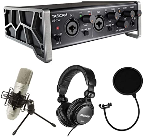 Tascam Trackpack 2x2 Recording Package with Pop Filter Bundle