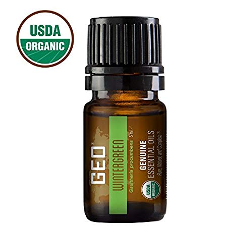 Wintergreen Organic Essential Oil | Joint and Muscular Problems, Rheumatoid Arthritis, Respiratory Conditions | 5 ml | USDA Organic. Certified by CCOF | Sold by GEO Oils