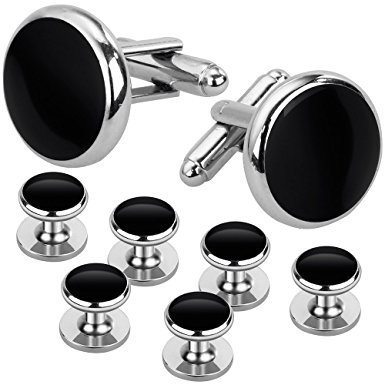 Rovtop Cufflinks and Studs Set for Tuxedo Shirts Business Wedding 2 Cufflinks and 6 Studs