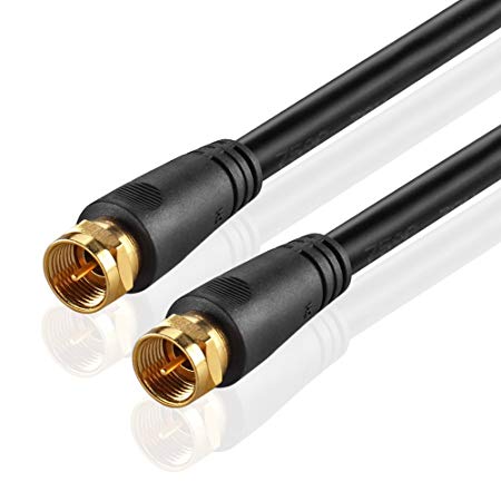 TNP Products TNP Coaxial Cable (6 Feet) with F Connectors F-Type Pin Plug Socket Male Twist-On Adapter Jack with Shielded RG59 RG-59/U Coax Patch Cable Wire Cord Black