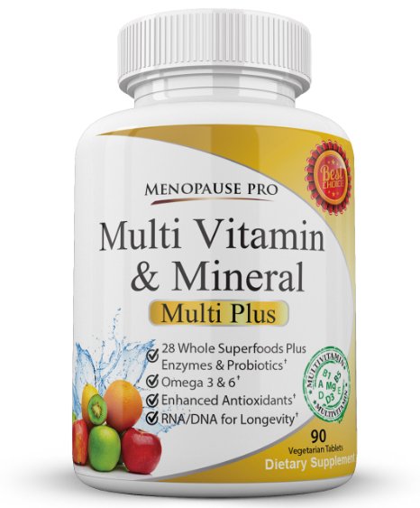Multivitamin and Mineral with Enzymes Probiotics and Whole Super Food Extracts - Menopause Pros Multi Plus 90 tablets - Supplements For Life