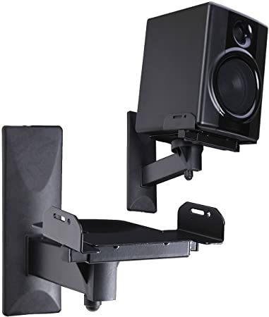 VideoSecu Side Clamping Bookshelf Speaker Wall Mount - Sturdy Steel Gripping Bracket (one Pair) 3LH