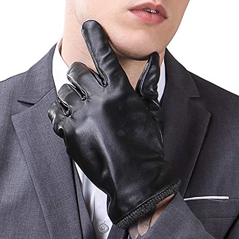 Harrms Best Luxury Touchscreen Italian Nappa Genuine Leather Gloves for men's Cold Weather Gloves