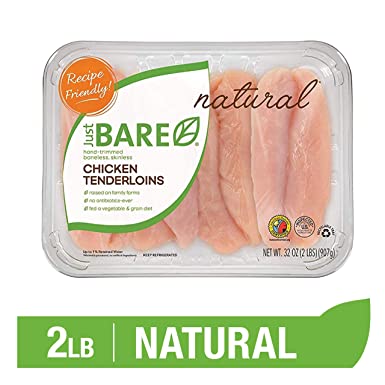 Just BARE Natural Fresh Chicken Tenders | Family Pack | Antibiotic Free | Boneless | Skinless | 2.0 LB