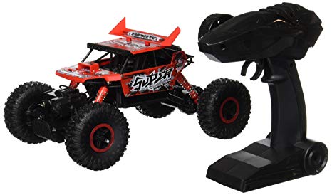 Rock Crawler Remote Control Toy Red Rally Buggy RC Car 2.4 GHz 1:18 Scale Size w/ Working Suspension, Spring Shock Absorbers