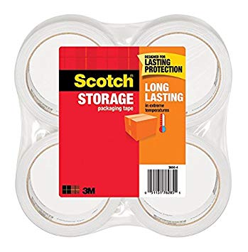 Scotch Long Lasting Moving and Storage Packaging Tape 188 Inches x 546 Yards 4 Rolls 3650-4