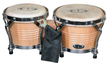 GP Percussion B2 Pro-Series Tunable Bongos 6 and 7 Inch Clear Finish Hickory