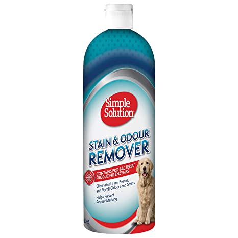 Simple Solution Dog Extreme Stain and Odour Remover, 3X Cleaning Power, Eliminates Tough Set In Stains and Odors, Helps Prevent Repeat Marking, Pro Bacteria and Enzymes Formula, Best for Feces, Vomit, Urine, Drool 1L