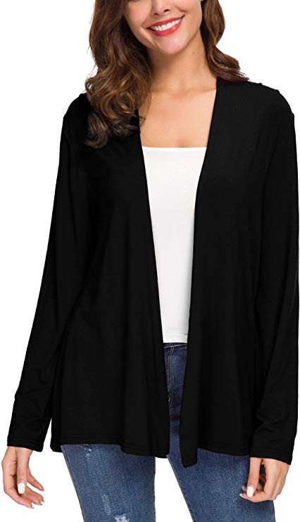 Women's Long Sleeve Solid Color Open Front Cardigan