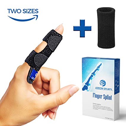 Trigger Finger Splint - Mallet Finger Brace   Finger Sleeve w/Built-in Support for Arthritis Pain, Sport Injuries, Basketball, Baseball, Volleyball, Bowling fits Index, Middle, Ring, Pinky Fingers