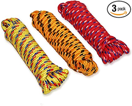 MaxxHaul 50228 Diamond Braided Rope of 1/4" x 25' Extra Strength- Sunlight and Weather Resistant, Multicolor