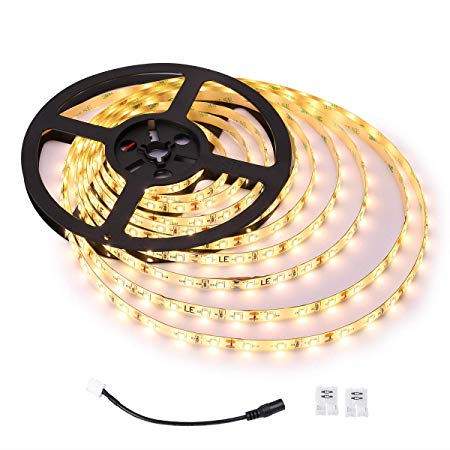 LE Waterproof LED Strip Lights, 300 Units 2835 LEDs, 12V Warm White LED Tape, 1200 Lumens, Outdoor Light Strips, Pack of 5 Meter