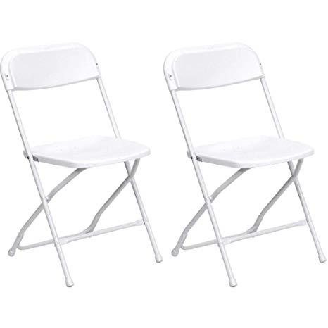 Flash Furniture 2 Pk. Hercules Series 800 lb. Capacity Premium White Plastic Folding Chair   Free Laundry Mesh