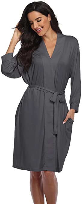 Women's Cotton Robes Lightweight Kimonos Knit Bathrobes Soft Sleepwear Loungewear